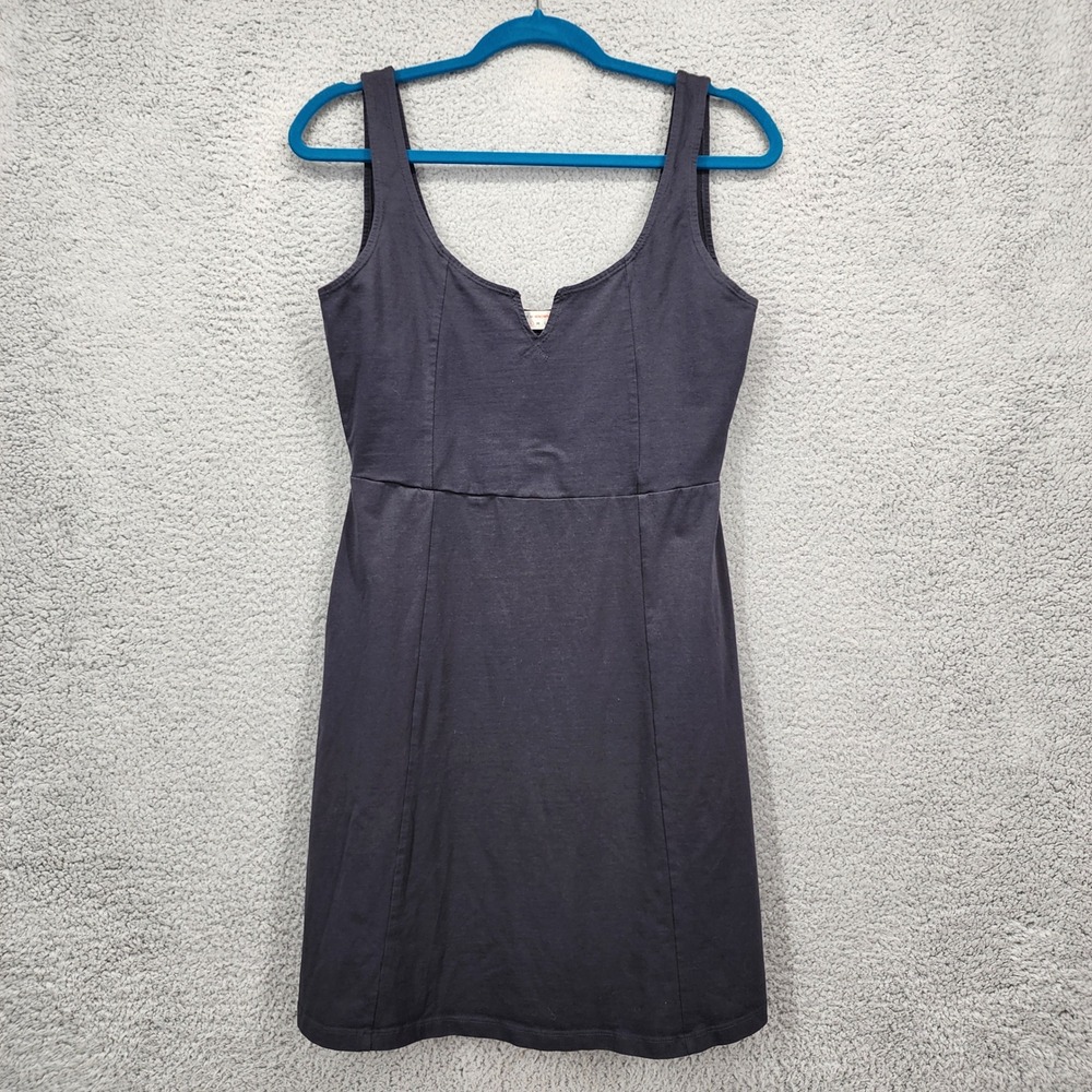 Known Supply Natural Organic Cotton Notched Scoop Neck Mini Dress Black Small